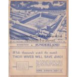 EVERTON - SUNDERLAND 1938-39 Everton home programme v Sunderland, 10/4/1939, ex bound volume, staple