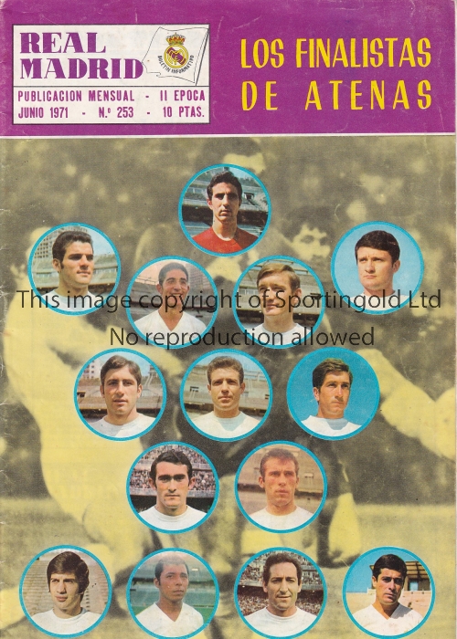 ECWC FINAL 1971 AND REPLAY Real Madrid monthly magazine for June 1971 with full reports and pictures