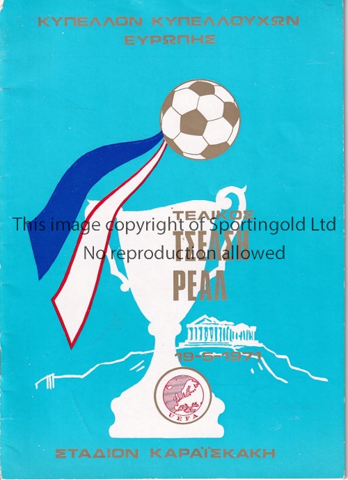 ECWC FINAL 1971 Programme for Real Madrid v Chelsea. 1971 Cup-Winners Cup Final Good