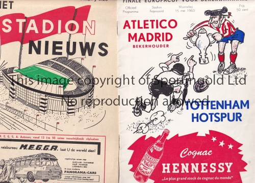 ECWC FINAL 1963 Two different versions of the programme for Atletico Madrid v Tottenham Hotspur.