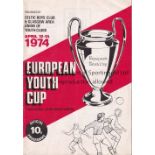 CELTIC - MAN UTD 74 Programme for 1974 European Youth Cup organised by Celtic Boys Club, April 12-