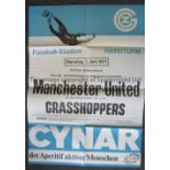 MANCHESTER UNITED Very large match poster for the away Friendly v. Grasshoppers of Zurich 1/6/