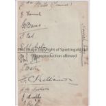 NORWICH 1923-4 Autograph album sheet containing 11 Norwich City signatures circa 1923/24 includes