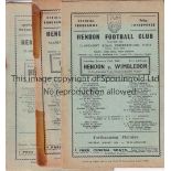 HENDON Collection of 22 Hendon home and away programmes, 50s and 60s , includes 8 homes , all 50s