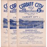 CARDIFF 50/51 Nine Cardiff home programmes, 50/51, v Man City, Swansea, Chesterfield, Brentford,