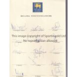 SRI LANKA CRICKET AUTOGRAPHS 2006 An A4 sheet of the touring team to England 2006 signed by 13