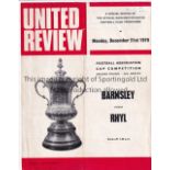 AT OLD TRAFFORD 70 Manchester United programme, Barnsley v Rhyl, 21/12/70, Cup second replay, slight