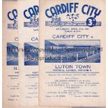 CARDIFF 50/51 Ten Cardiff home programmes, 50/51, v Notts County, Bury, Swansea, Southampton, Shef