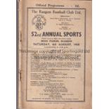 RANGERS 1938 Official programme, Rangers Football Club 52md Annual Sports, 6/8/1938 at Ibrox