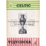 VOJVODINA - CELTIC 67 Vojvodina home programme v Celtic 1/3/67, European Cup. Very slight ageing