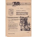 CARL ZEISS JENA - WOLVES 71 Programme FC Carl Zeiss Jena v Wolves, 24/11/71, UEFA Cup, piece cut off