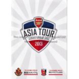 ARSENAL Two programmes, v. Malaysia XI 24/7/2012 and joint issue for the Asia Tour 2013 in