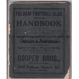 FULHAM HANDBOOK 1910-11 Official Fulham FC handbook , 1910-11 , pictures of the players , results