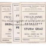 BRENTFORD Twelve home programmes for friendlies, 1950s, 55/6 v England Amateurs, Sturm Graz, San