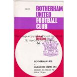 ROTHERHAM - CELTIC 68 Standard full size Rotherham programme, Rotherham Juniors v Celtic Juniors,