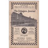 FULHAM - SWANSEA 1937 Fulham home programme v Swansea, 6/2/1937, slight fold. Generally good