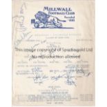 MILLWALL / TOTTENHAM Single sheet programme Millwall v Tottenham Hotspur FA Youth Cup 2nd Round 14/