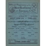 WEST HAM / CHELSEA Single sheet programme West Ham United v Chelsea Football League South 6th