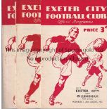 EXETER CITY 51-2 Seven Exeter City home programmes, 51/2, v Gillingham, Swindon (scuff along