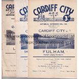 CARDIFF CITY 48/9 Nine Cardiff home programmes 48/9, v Bury, Bradford PA, West Brom, Nottm Forest,