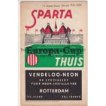 SPARTA - RANGERS 60 Sparta Rotterdam home programme v Rangers, 9/3/60 European Cup. Slight ageing.