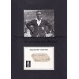 MAURICE TATE CRICKET AUTOGRAPH A mounted black & white picture and white signed card of the