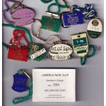 HORSE RACING BADGES Nine metallic Members Badges for Race meetings. Epsom 2002, 2003, 2004 ,