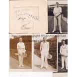 TENNIS AUTOGRAPHS / POSTCARDS A sheet from the 1920's / 1930's signed by 5 players including