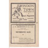 SWINDON TOWN Programme for the Public Practice Match, Reds v Blues 14/8/1948 with punched holes