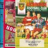 UXBRIDGE FC Fifty two Uxbridge programmes, 1985-2003, 40 home and twelve away. Generally good