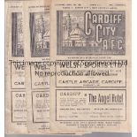 CARDIFF CITY 47/8 Twelve Cardiff City home programmes, 47/8, v West Brom, Fulham (tape marks),