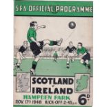 SCOTLAND - IRELAND 48 Scotland home programme v Ireland, 17/11/48 at Hampden. Generally good