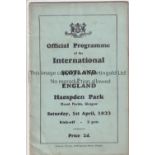 SCOTLAND - ENGLAND 1933 Scotland home programme v England, 1/4/1933, at Hampden Park, slight fold,