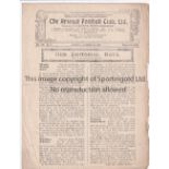 ARSENAL - BOLTON 1919 Four Page Arsenal home programme v Bolton, 8/11/1919, fold, tears to edge.