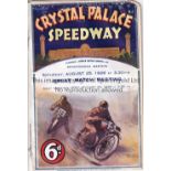 SPEEDWAY Crystal Palace v Stamford Bridge Speedway programme 25/8/1928. Also includes General