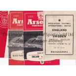 AT ARSENAL Collection of ten programmes for games at Arsenal, includes pirate issue England v Sweden