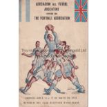 ENGLAND -TOMMY TAYLOR Official programme Argentina v England 17/5/53 and formerly the property of