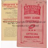 RUGBY LEAGUE - WIGAN 47/8 Eleven Wigan Rugby League away programmes, 47/8 at Salford, Leigh,