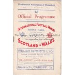 WALES - SCOTLAND 1935 Wales home programme v Scotland, 5/10/1935, at Ninian Park, Cardiff, fold,