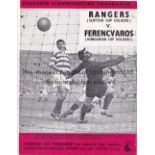 RANGERS - FERENCVAROS 60 Rangers home programme v Ferencvaros, 28/9/60, Cup-Winners Cup, score on