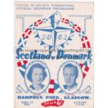 SCOTLAND - DENMARK 1951 Scotland home programme for Festival of Britain game v Denmark, 12/5/51 at