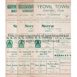 YEOVIL TOWN Nine home programmes for season 1960/1 v. Cambridge City, Chelmsford City, Boston