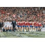 SOUTHAMPTON Col 12 x 8 photo, showing Southampton players walking out onto the field of play prior