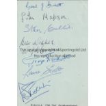 ENGLAND WAR-TIME FOOTBALL AUTOGRAPHS An album sheet with 8 autographs including Stan Cullis, Wilf