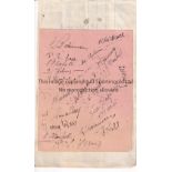 NORWICH 1939-40 Sheet of autographs, Norwich City, 1939-40, 21 pen signatures including Flack,