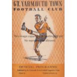 GT YARMOUTH - CRYSTAL PALACE 53 Great Yarmouth Town home programme v Crystal Palace, 21/11/53, FA