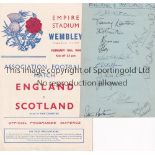 ENGLAND - SCOTLAND 1944 Programme and album sheet from the Joe Mercer collection, England v Scotland