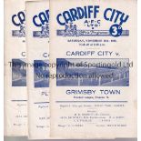 CARDIFF 49/50 Ten Cardiff home programmes, 49/50, v Tottenham, Shef Utd, West Ham, Swansea,