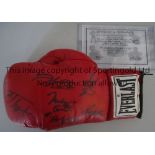 SIGNED BOXING GLOVE Everlast full size boxing glove signed by seven Heavyweight World Boxing