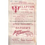 WEST HAM BOYS 1914 Clapton programme, West Ham Boys v West London Boys, 11/4/1914, English Schools